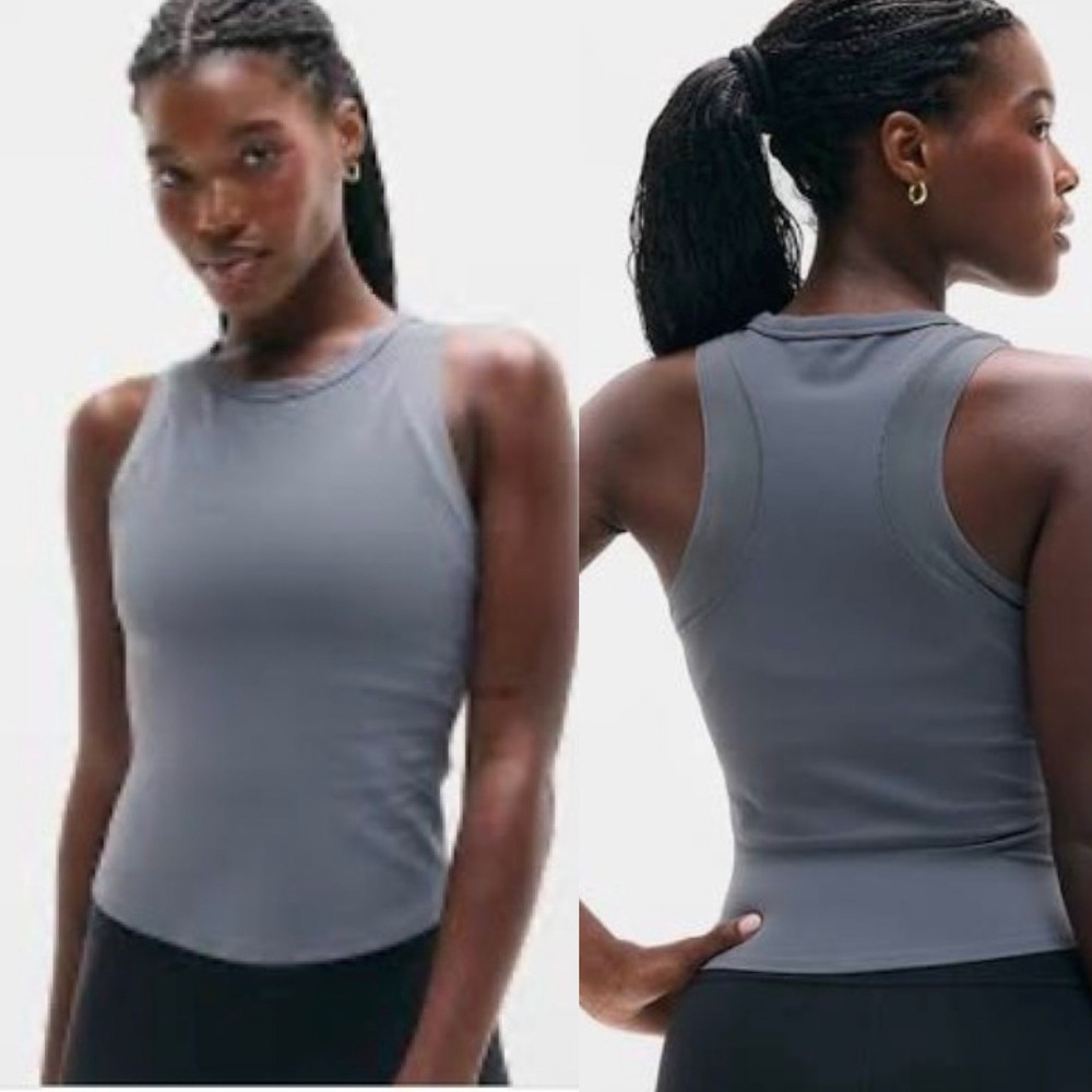 Athleta Transcend Racerback Mesh Tank Charcoal Blue Small 782447-05